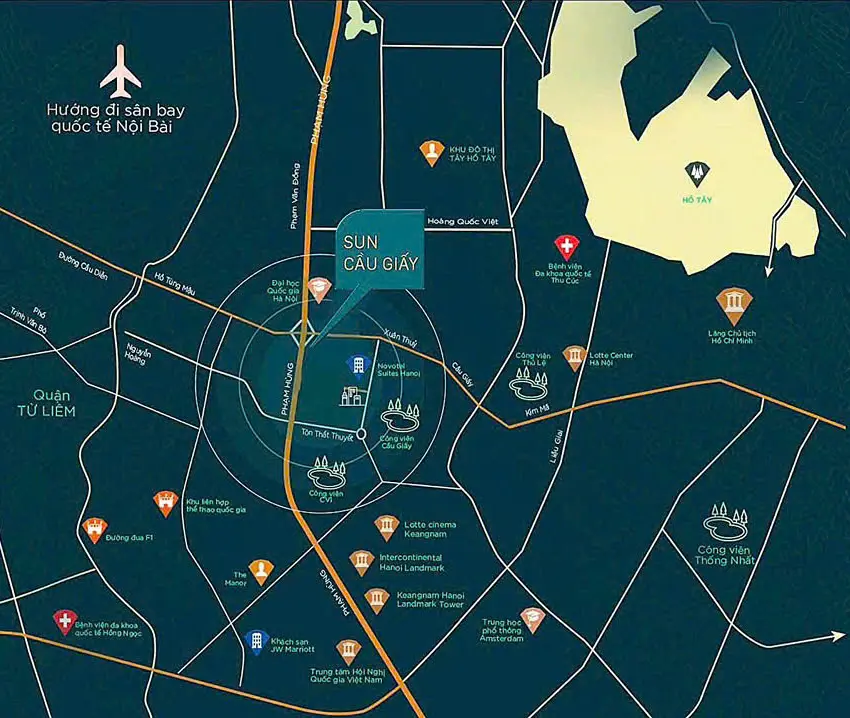 Vị trí Sun Feliza Suites Cầu Giấy