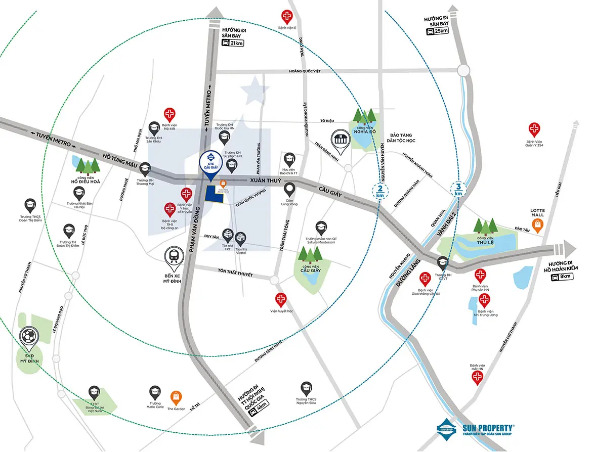 Vị trí Sun Feliza Suites Cầu Giấy